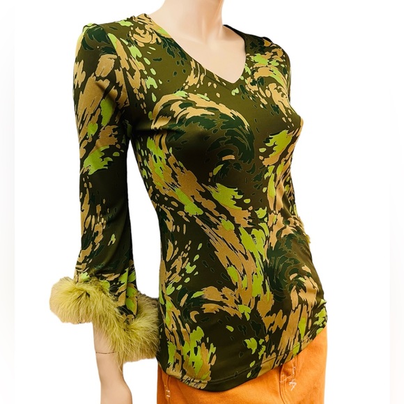 Lorena Conti Paris Niki Top Blouse w/ Feathers Small 100% Viscose Made in France - Picture 9 of 12